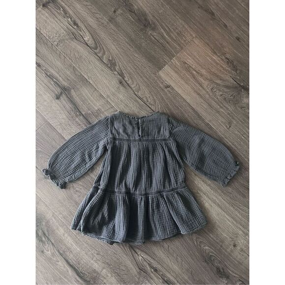 Zara Toddler Ruched Textured Gray A Line Dress 12-18 months - Picture 2 of 3